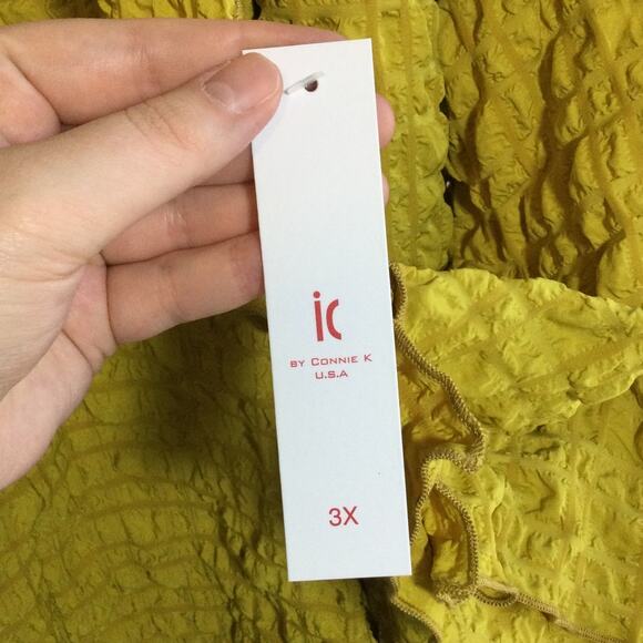 IC by Connie K Crinkle Asymmetric Shawl Mustard Yellow 3XL - Picture 8 of 9